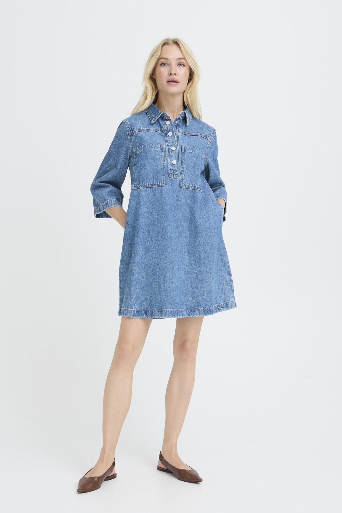 b young denim dress b.young Dress in Blue Denim
