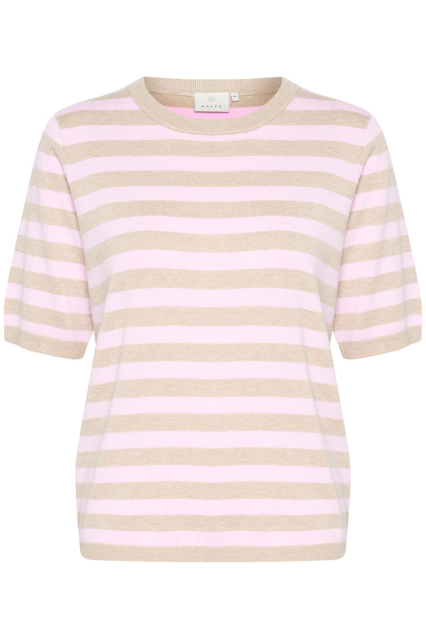 KAFFE LIZZA STRIPED KNIT SHORT SLEEVE TOP