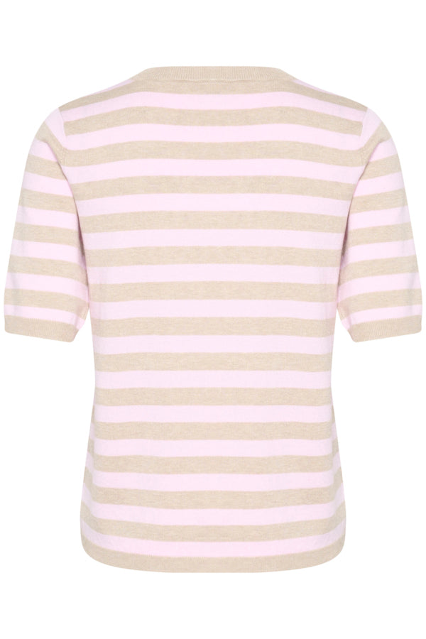 KAFFE LIZZA STRIPED KNIT SHORT SLEEVE TOP