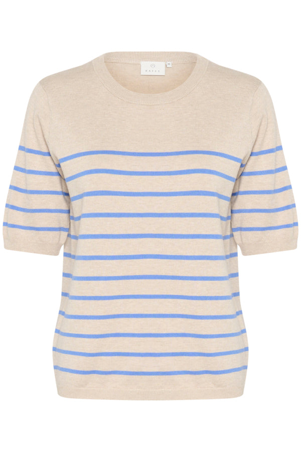 KAFFE LIZZA STRIPED KNIT SHORT SLEEVE TOP