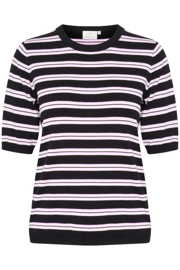 KAFFE LIZZA STRIPED KNIT SHORT SLEEVE TOP