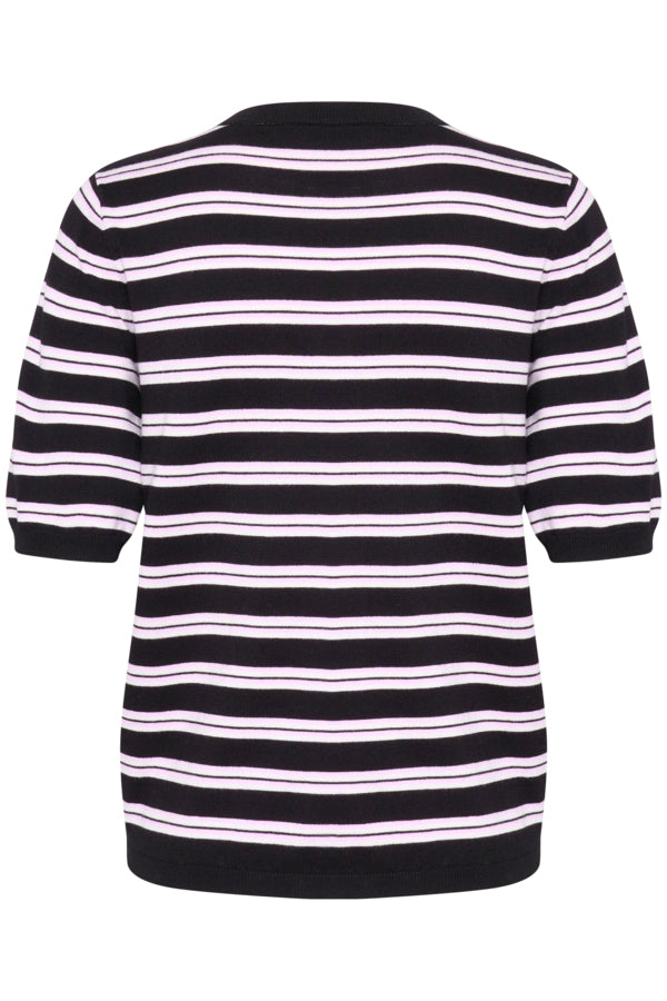 KAFFE LIZZA STRIPED KNIT SHORT SLEEVE TOP