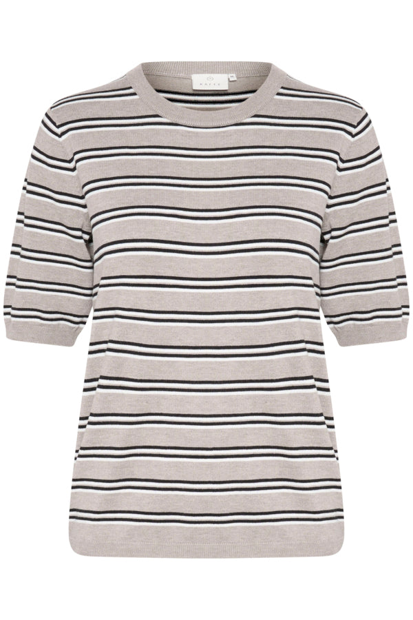 KAFFE LIZZA STRIPED KNIT SHORT SLEEVE TOP