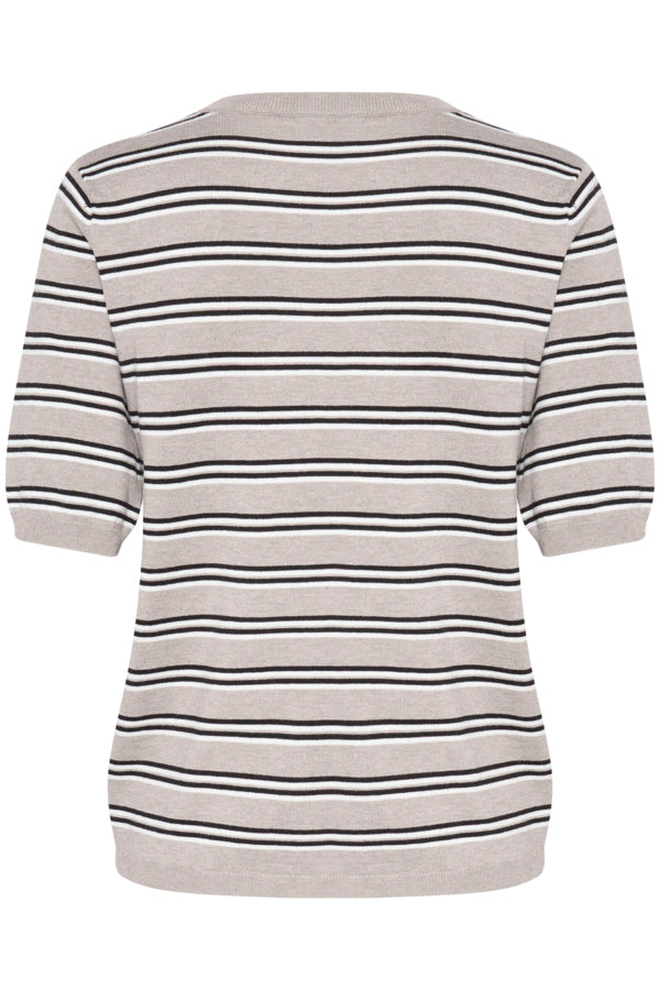 KAFFE LIZZA STRIPED KNIT SHORT SLEEVE TOP