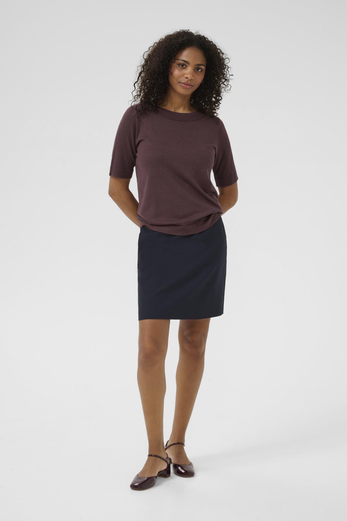 KAFFE KALIZZA BOATNECK SOLID PULLOVER