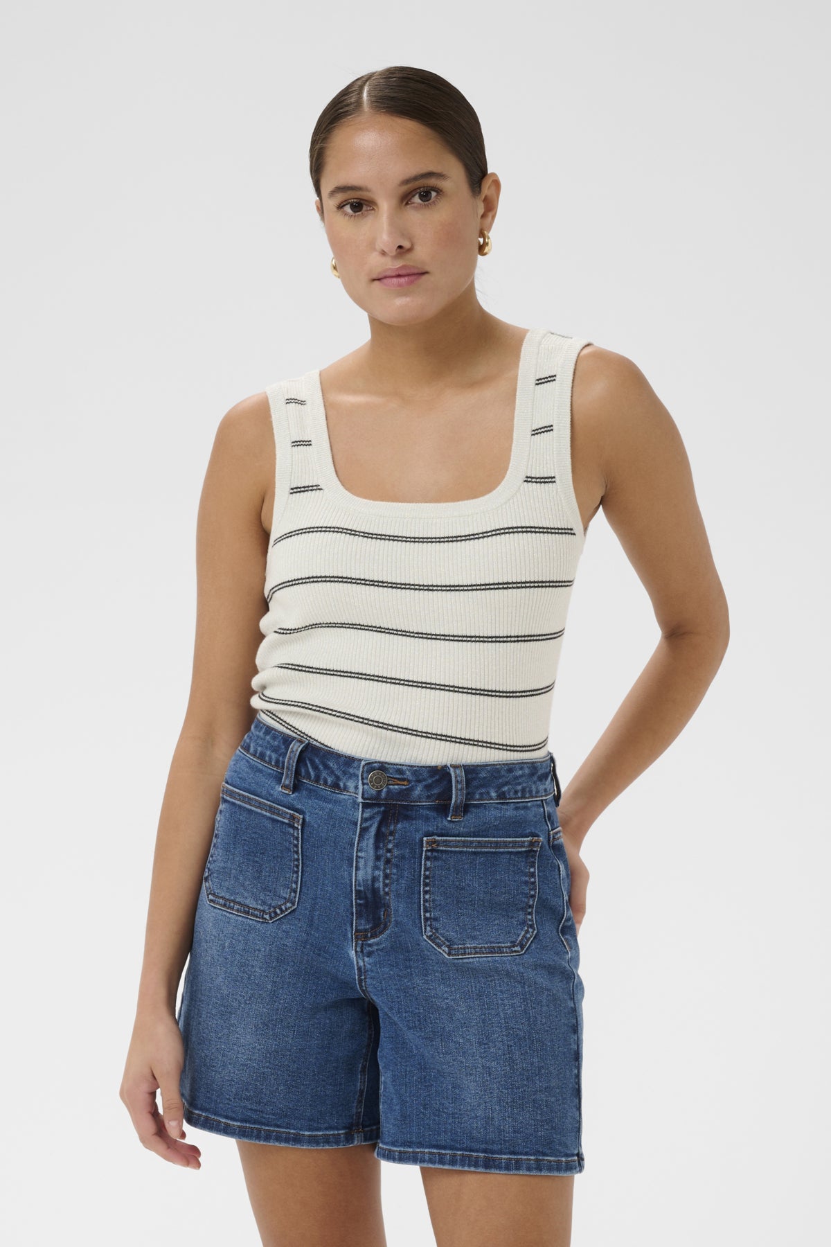 KAFFE KAMORITA KNIT SQAURE NECK TANK TOP