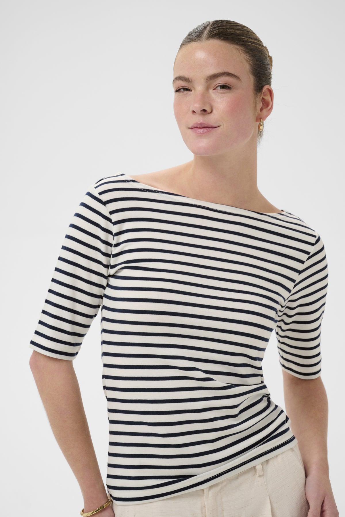 KAFFE KALIDDY HALF SLEEVE BOATNECK TOP