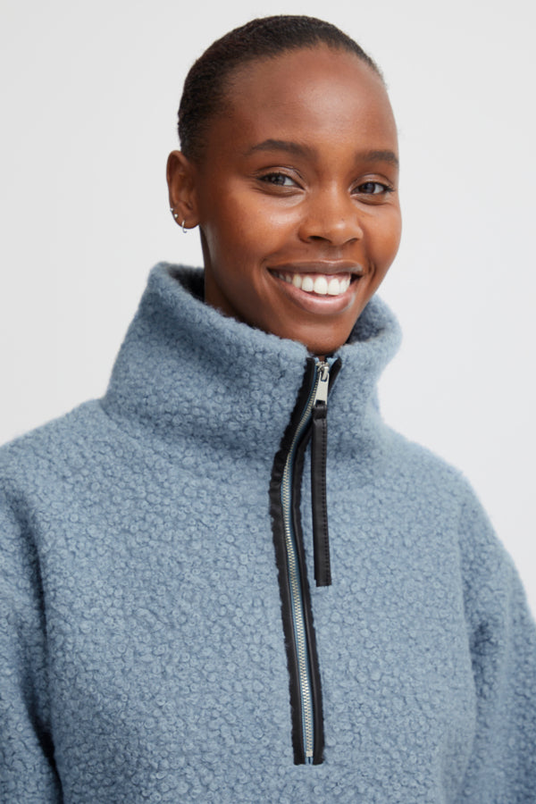 B YOUNG BYCIDAN PILE 1/4 ZIP SWEATER