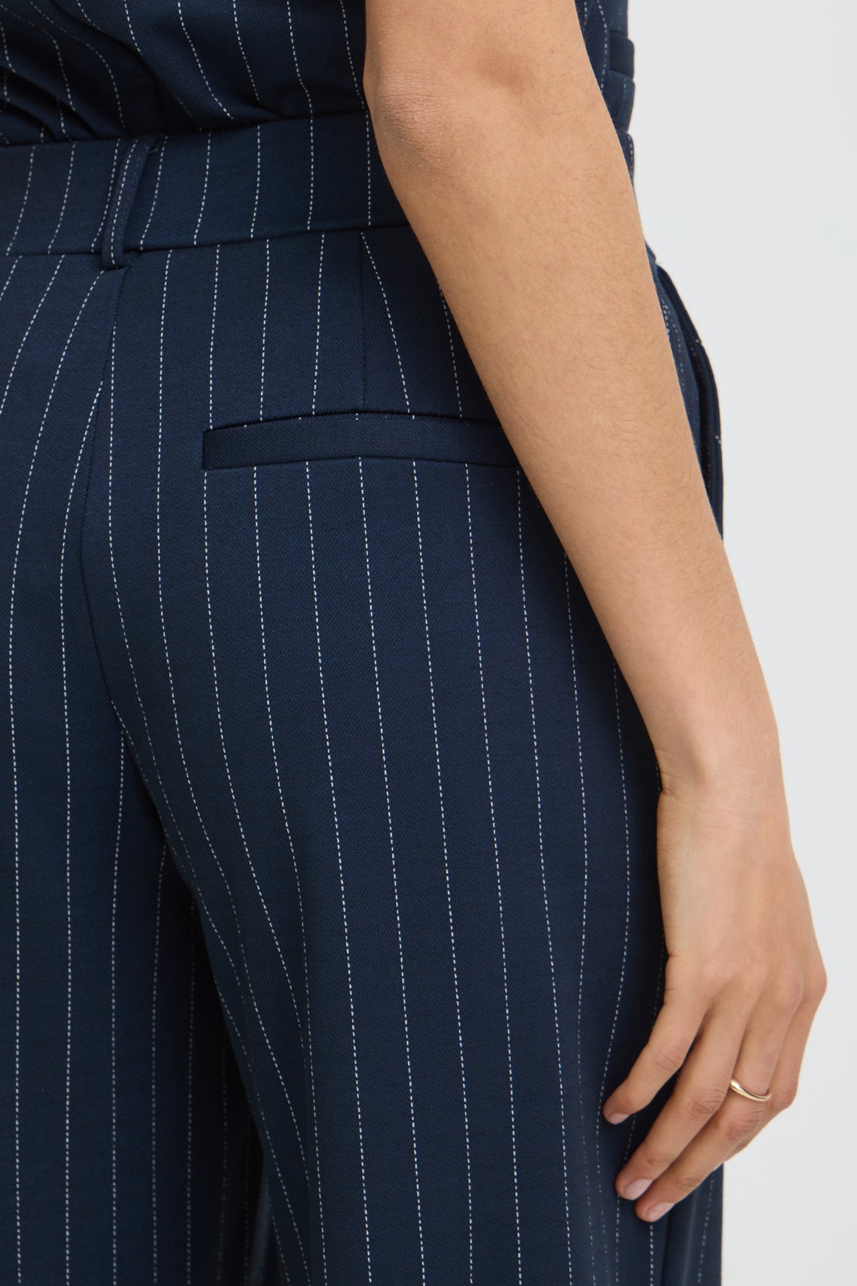 B YOUNG BYROWAN PINSTRIPE WIDE PANTS