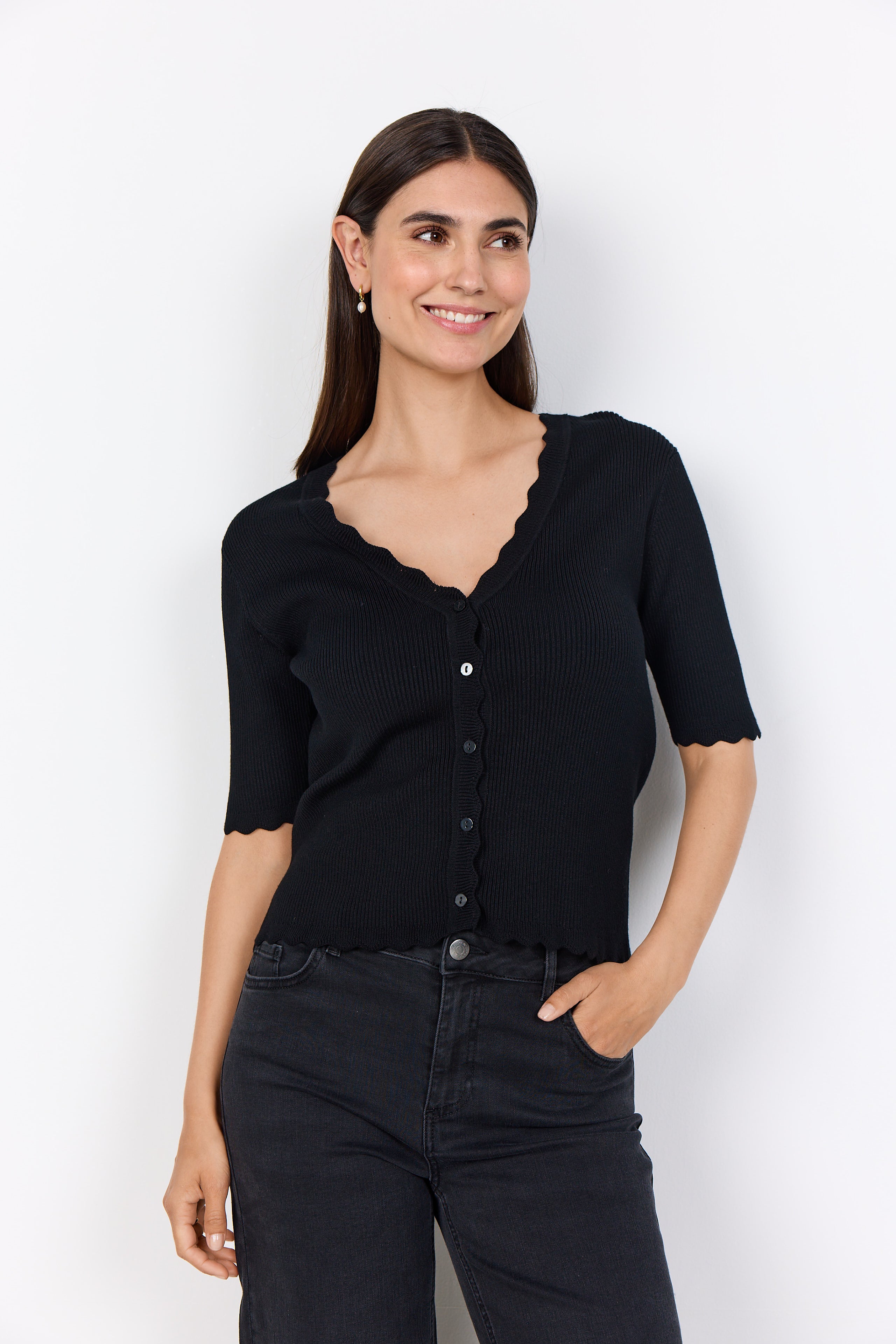 SOYA CONCEPT SCALLOP EDGE DOLLIE KNIT CARDIGAN