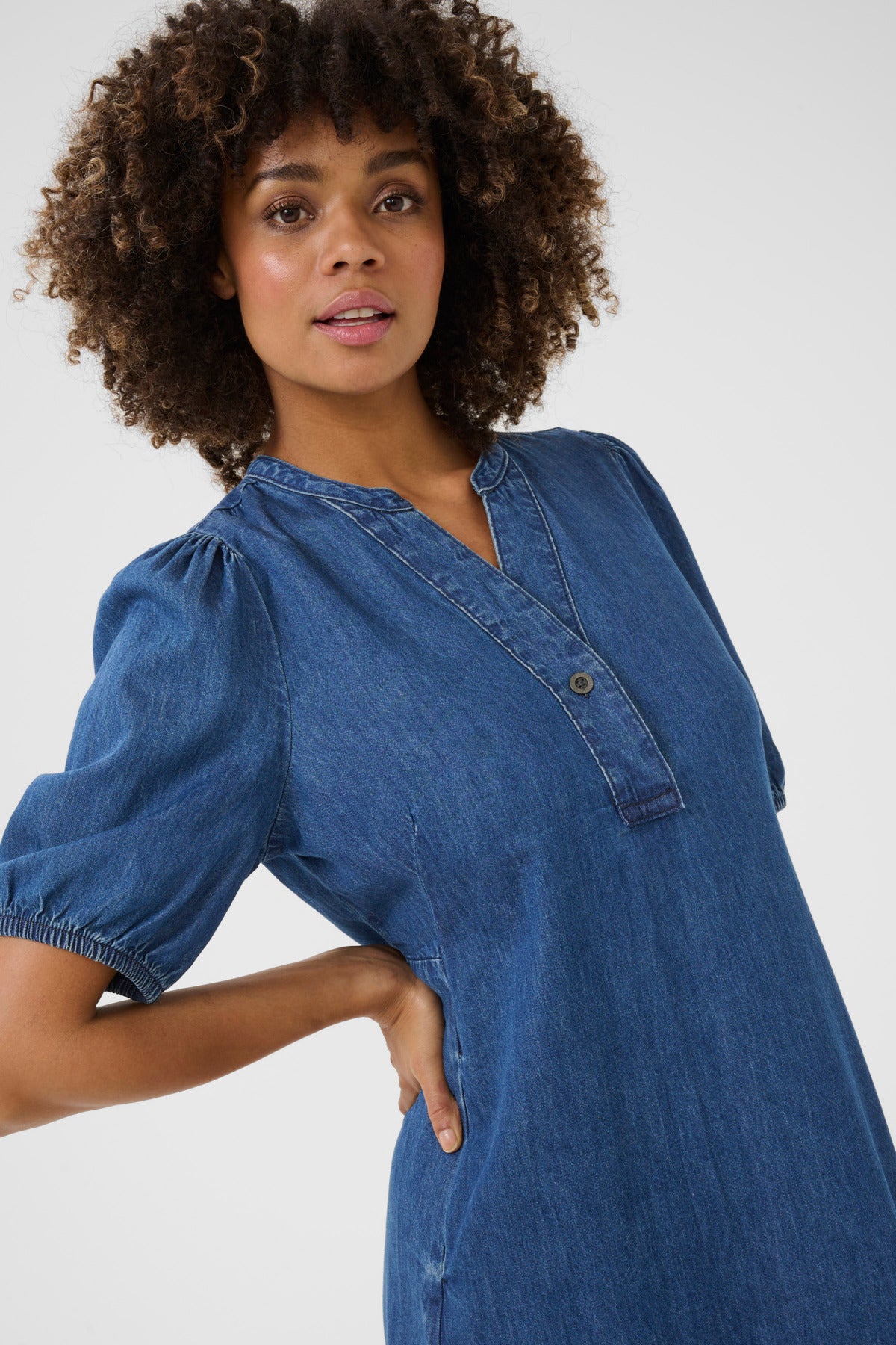 CULTURE CUBERTELINE ARPA SHORT SLEEVE DENIM DRESS