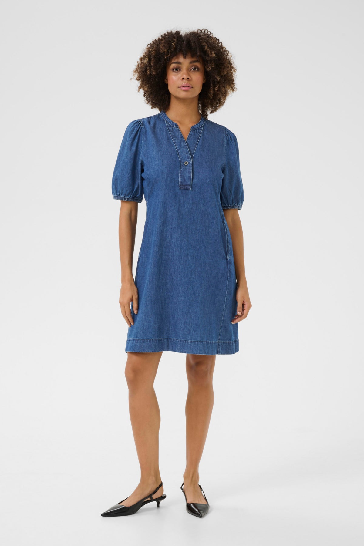 CULTURE CUBERTELINE ARPA SHORT SLEEVE DENIM DRESS