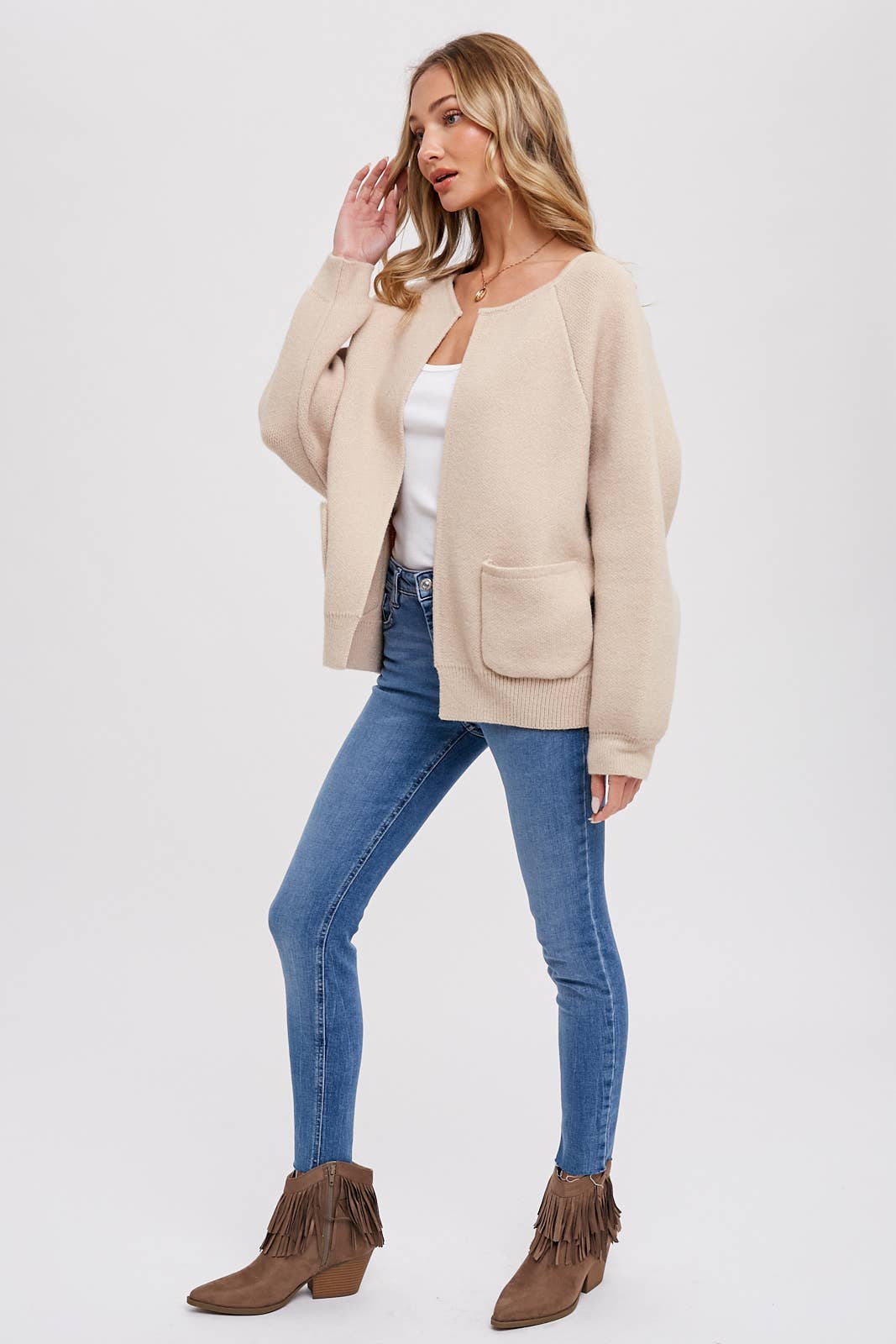 BLUIVY OPEN FRONT SWEATER JACKET