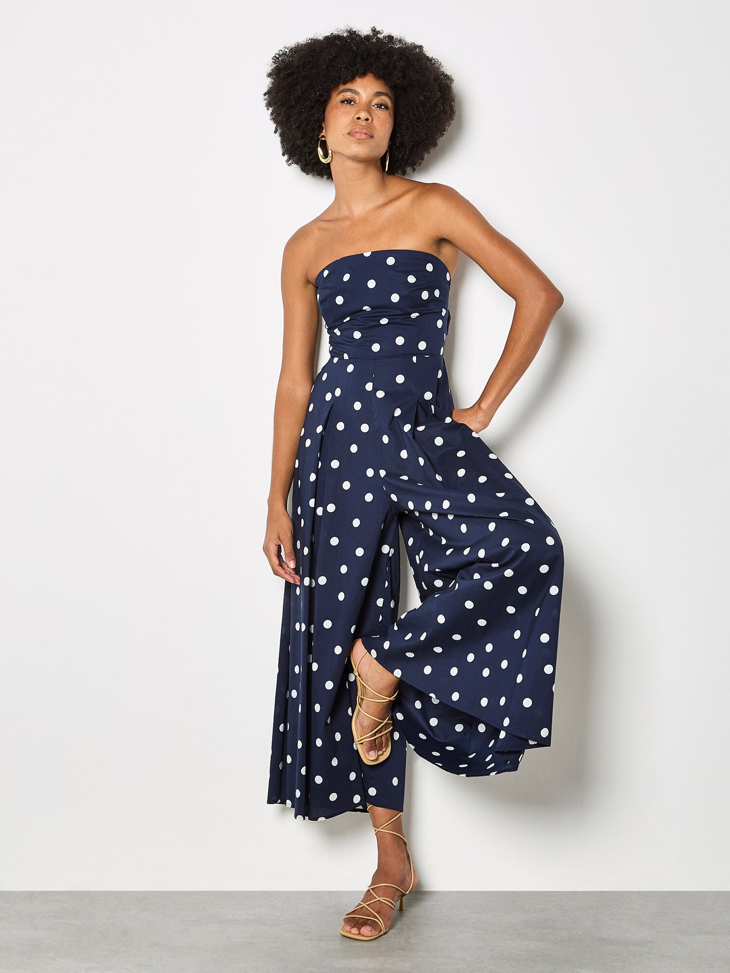 APRICOT POLKA DOT BACK BOW JUMPSUIT