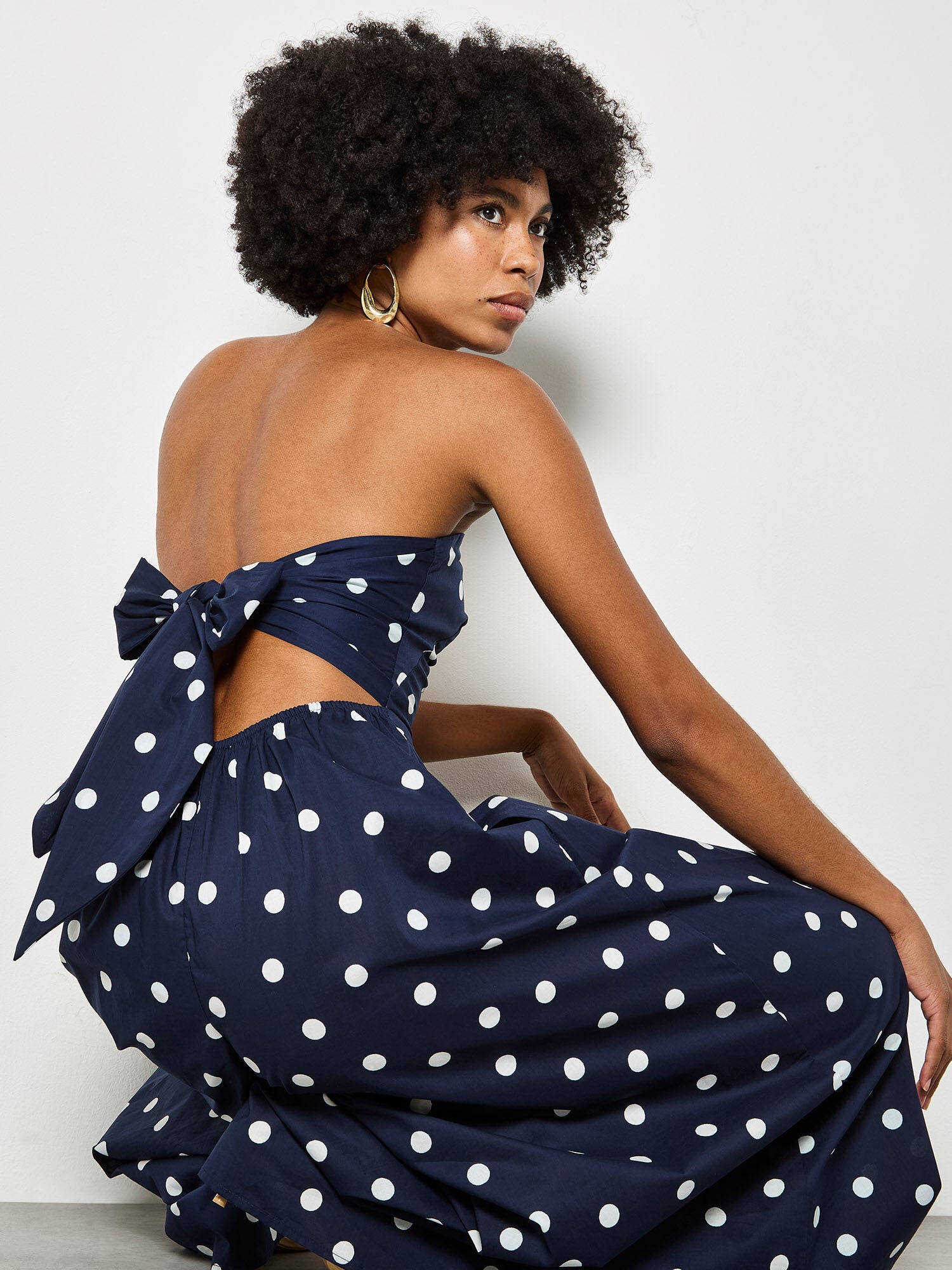 APRICOT POLKA DOT BACK BOW JUMPSUIT