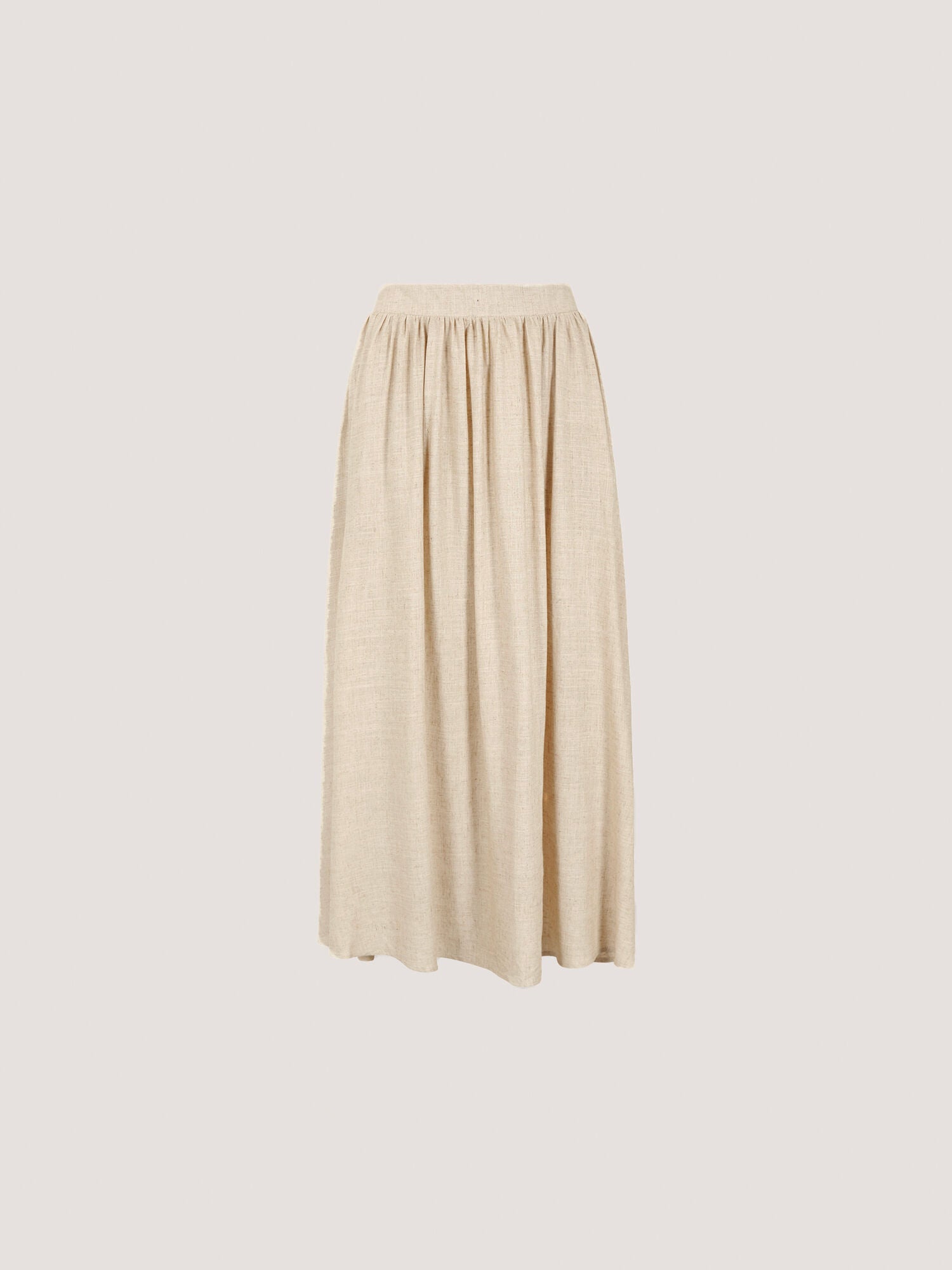 APRICOT LINEN BLEND GATHERED A LINE MAXI SKIRT