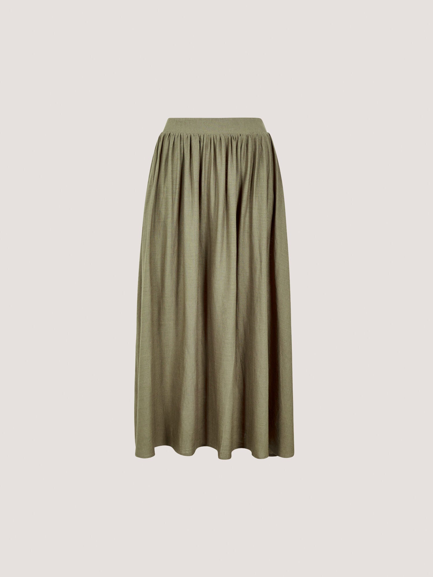 APRICOT LINEN BLEND GATHERED A LINE MAXI SKIRT