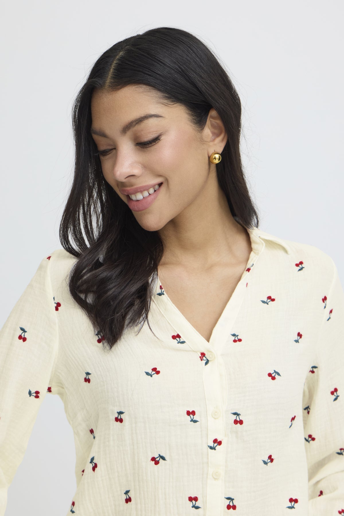 B YOUNG BYIBERLIN EMBROIDERED CHERRY SHIRT
