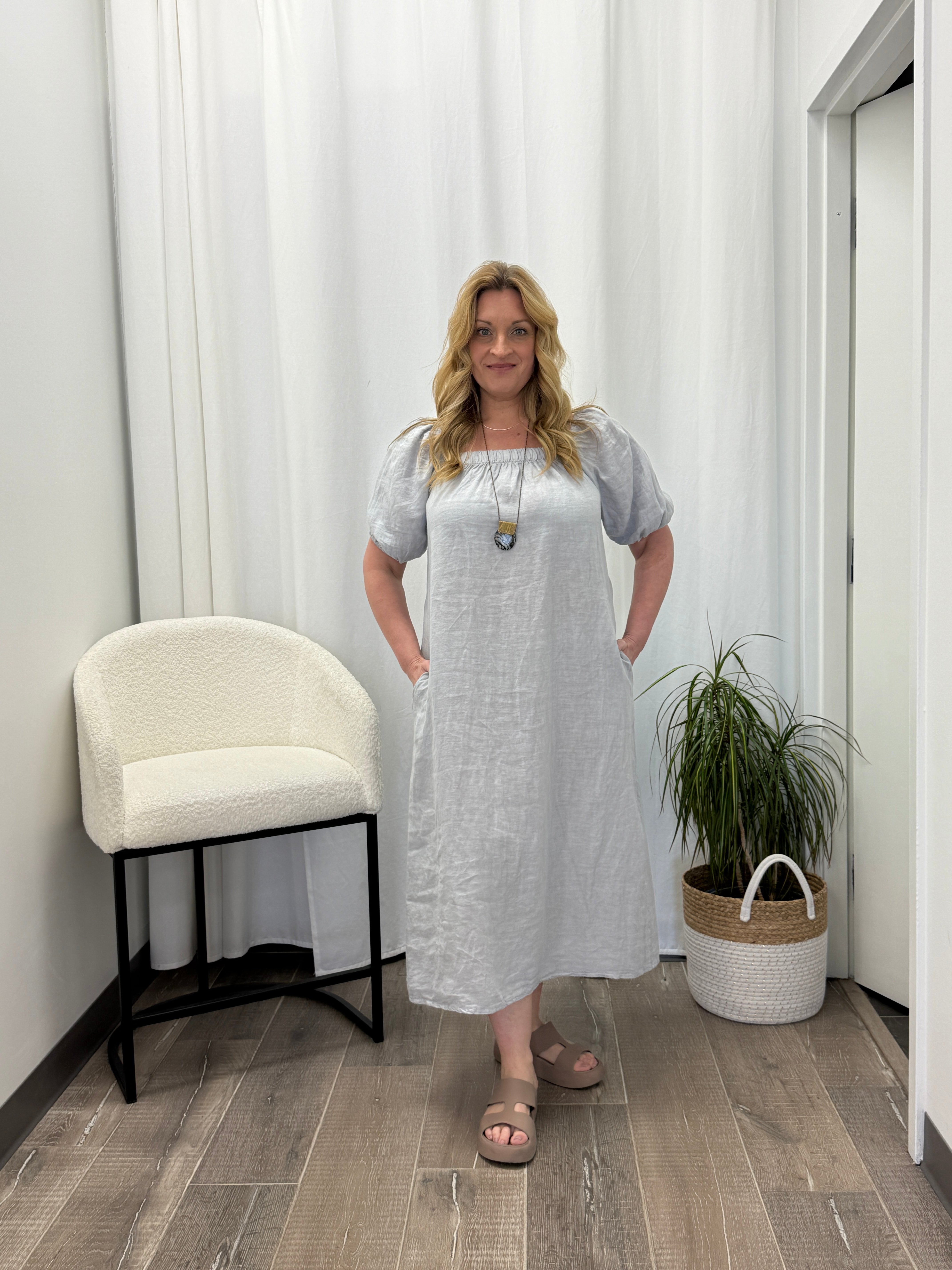 ME & GEE PUFFY SLEEVE MAXI DRESS