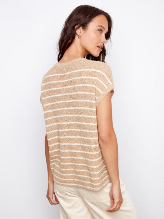 CHARLI B STRIPED CREW NECK SWEATER