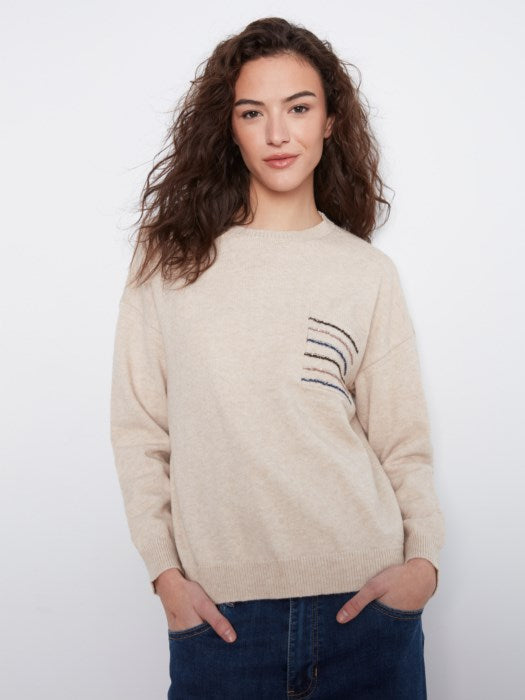 CHARLI B SEQUIN POCKET SWEATER