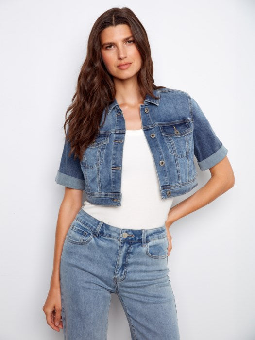 CHARLI C CROPPED DENIM JACKET
