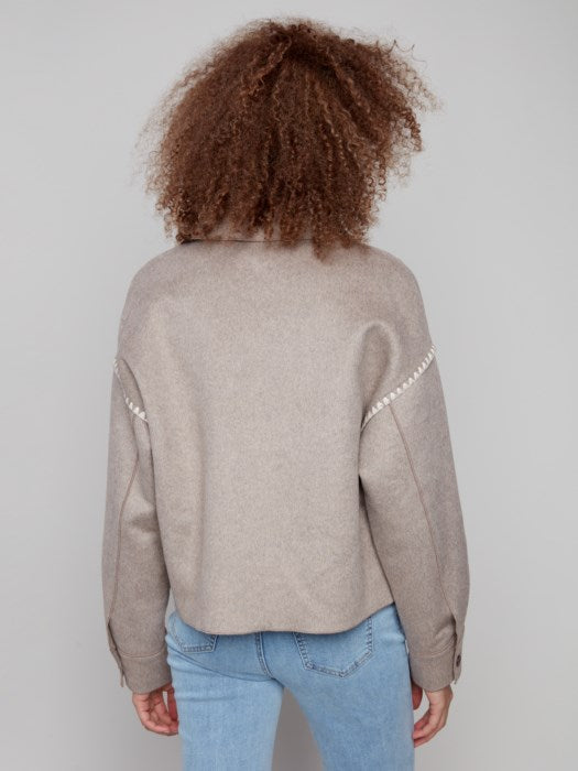 CHARLI B DOUBLE FACE WOOL BLEND JACKET WITH BLANKET STITCH
