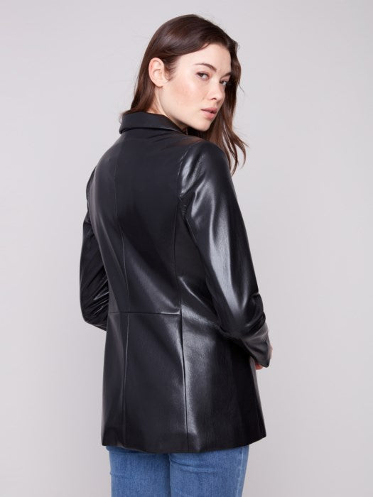 CHARLI B FAUX LEATHER BLAZER