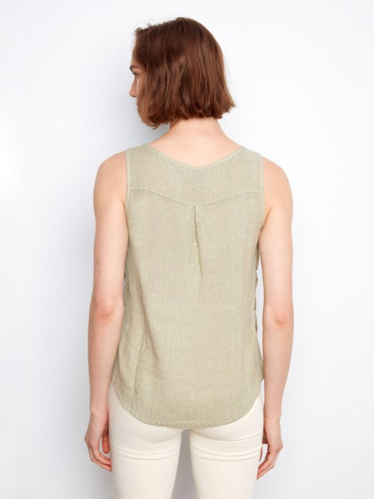 CHARLI B LINEN SIDE BUTTON TANK