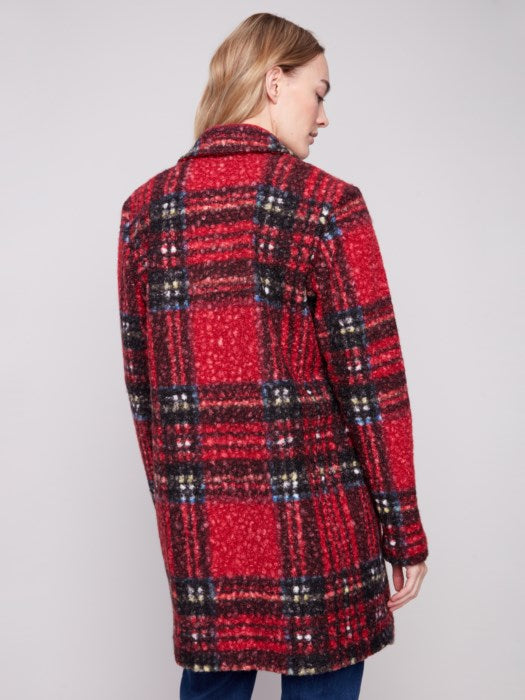 CHARLI B PLAID BOUCLE COAT