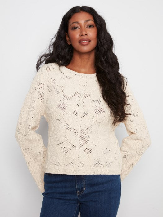 CHARLI B CROCHET LONG SLEEVE CARDIGAN