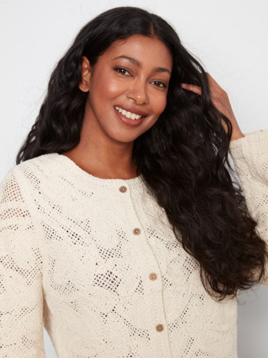 CHARLI B CROCHET LONG SLEEVE CARDIGAN