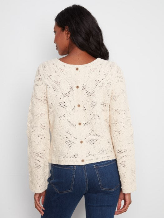 CHARLI B CROCHET LONG SLEEVE CARDIGAN