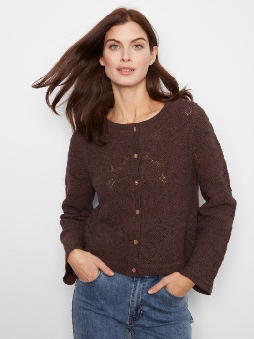 CHARLI B CROCHET LONG SLEEVE CARDIGAN