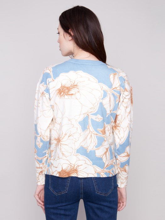 CHARLI B LONG SLEEVE PRINT KNIT LIGHT KNIT SWEATER