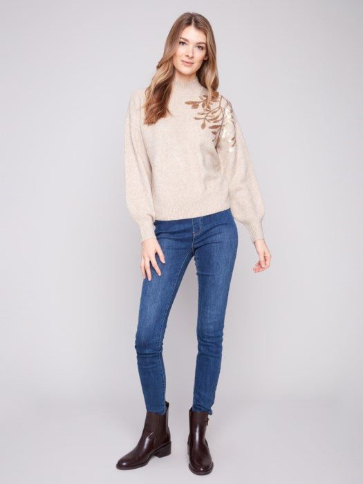CHARLI B LONG SLEEVE SEQUIN SWEATER