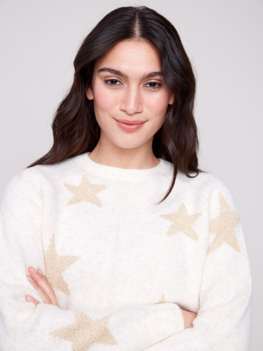CHARLI B STAR JAQUARD LUREX SWEATER