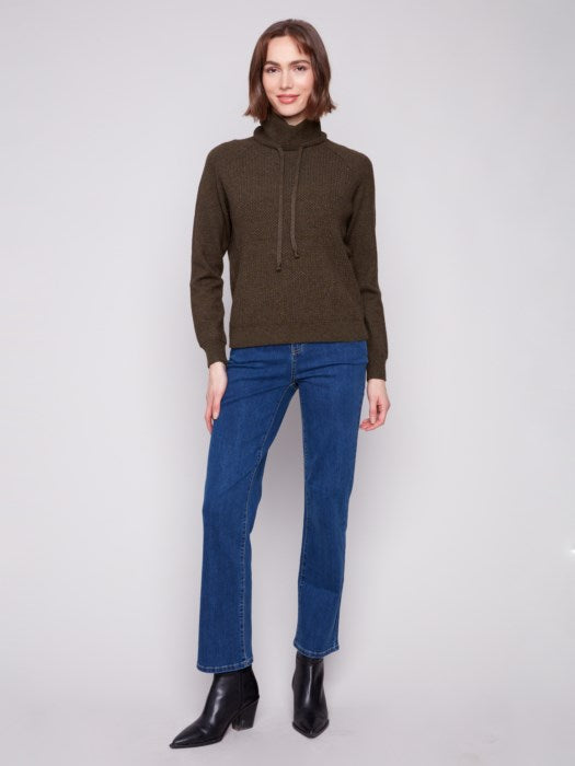 CHARLI B TEXTURED COWL NECK SWEATER