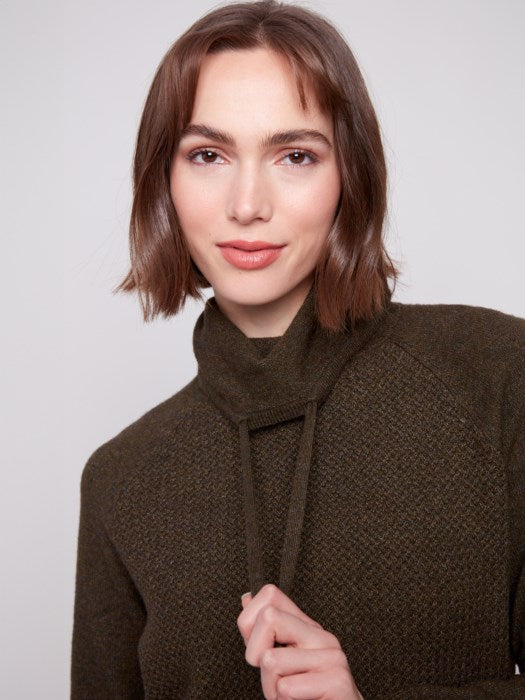 CHARLI B TEXTURED COWL NECK SWEATER