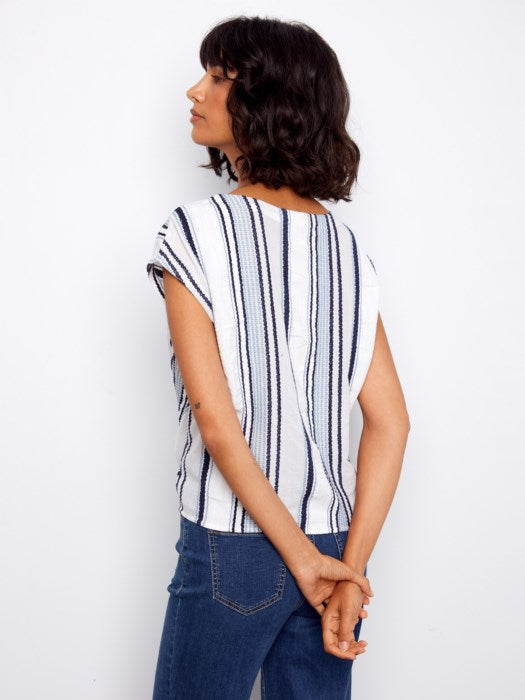 CHARLI B CAP SLEEVE DIAGONAL COTTON TOP