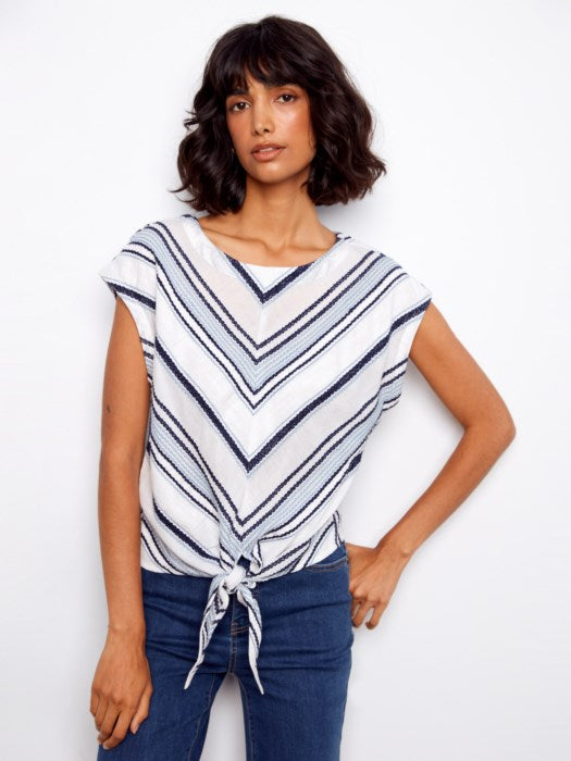 CHARLI B CAP SLEEVE DIAGONAL COTTON TOP