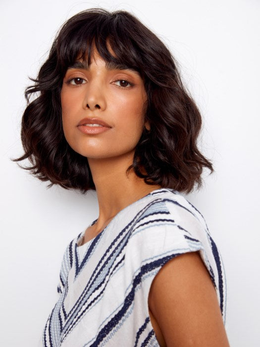 CHARLI B CAP SLEEVE DIAGONAL COTTON TOP