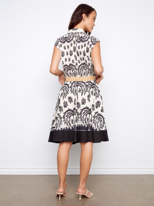 CHARLI B COTTON LINEN BLEND A LINE SKIRT DRESS