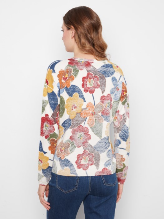 CHARLI B REVERSIBLE FLORAL PRINT SWEATER