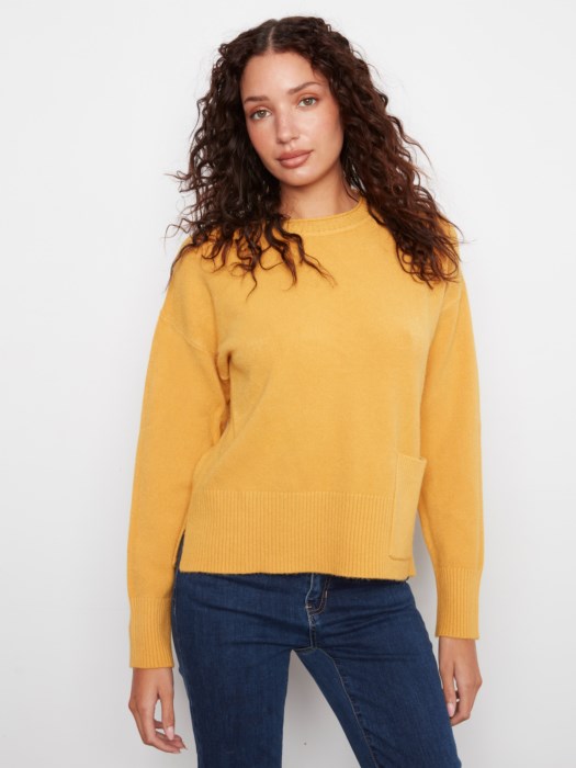 CHARLI B PATCH POCKET SWEATER