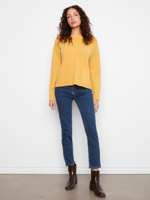 CHARLI B PATCH POCKET SWEATER