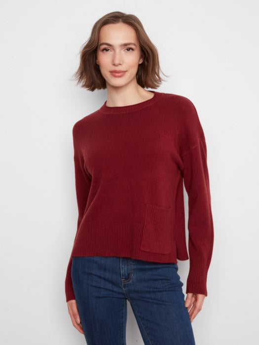 CHARLI B PATCH POCKET SWEATER