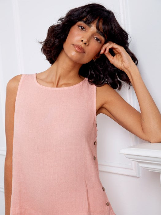 CHARLI B LINEN SIDE BUTTON TANK
