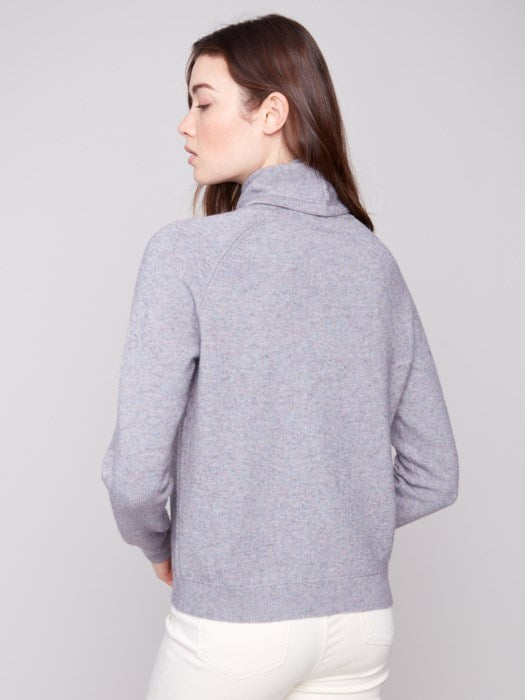 CHARLI B TEXTURED COWL NECK SWEATER