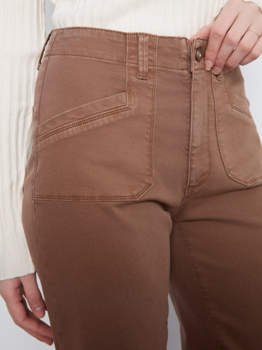 CHARLI B CROPPED  COTTON WIDE LEG PATCH POCKET PANT